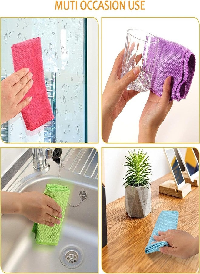 STORE77® Fish Scale Streak Free Magic Glass Window Car Mirror Microfiber Cleaning Cloth Cleaner Cloths,Lint Free Stainless Steel Windshield Shower Cleaning Cloth,Miracle Polishing Towels Pack of 4 - Image 2